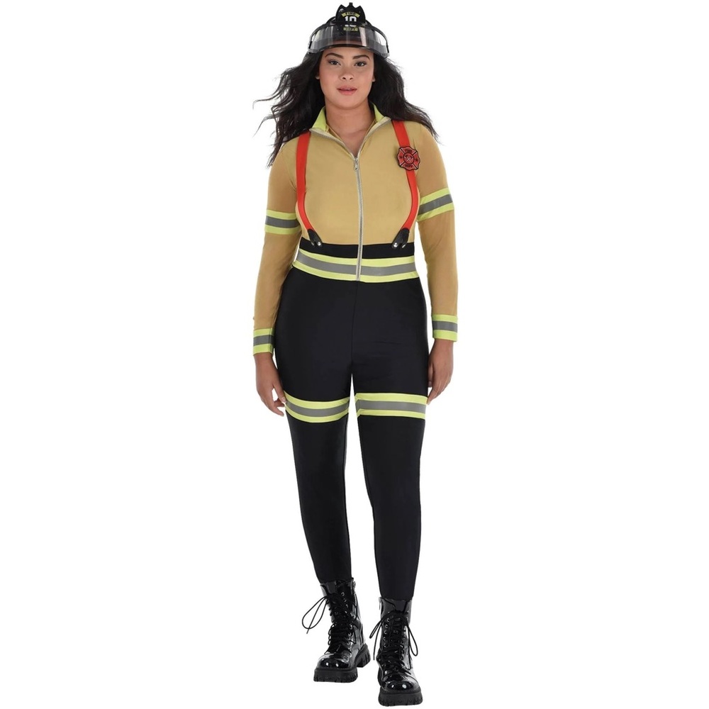 Amscan Women's Firefighter Costume Set Plus XXL 18-20: Catsuit & Badge